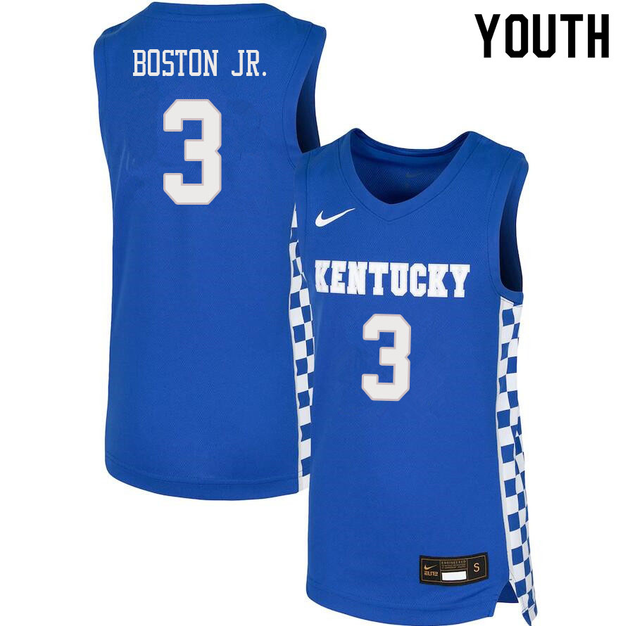 Youth #3 Brandon Boston Jr. Kentucky Wildcats College Basketball Jerseys Sale-Blue - Click Image to Close
